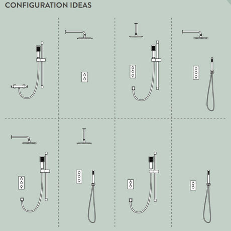 Cudore Concealed One Outlet Shower Valve with Horizontal Black Plate Dimensions configurations