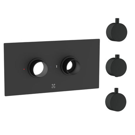 Cudore Concealed One Outlet Shower Valve with Horizontal Black Plate Dimensions plain handles