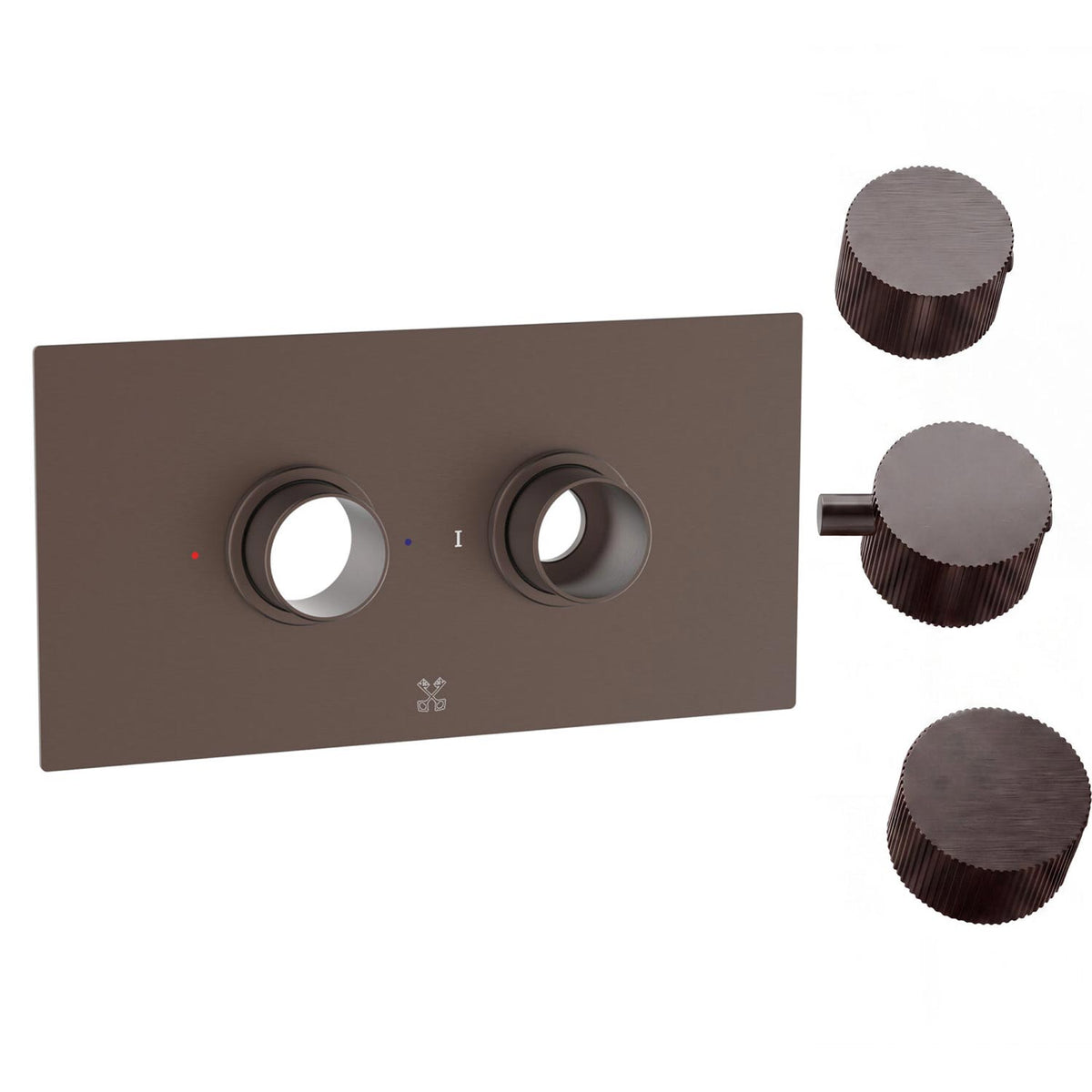 Cudore Concealed One Outlet Shower Valve with Horizontal Brushed Bronze Plate koko square handles
