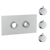 Cudore Concealed One Outlet Shower Valve with Horizontal Chrome Plate Knurled Handles Plain Handles