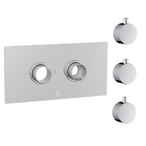 Cudore Concealed One Outlet Shower Valve with Horizontal Chrome Plate Knurled Handles Plain Handles