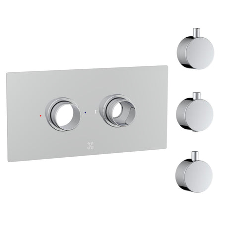 Cudore Concealed One Outlet Shower Valve with Horizontal Chrome Plate Knurled Handles Plain Handles