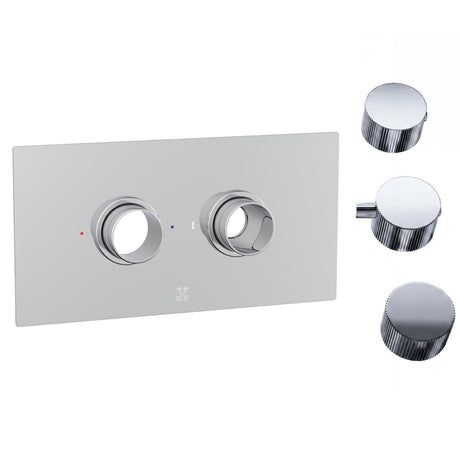 Cudore Concealed One Outlet Shower Valve with Horizontal Chrome Plate Koko Flutted Handles