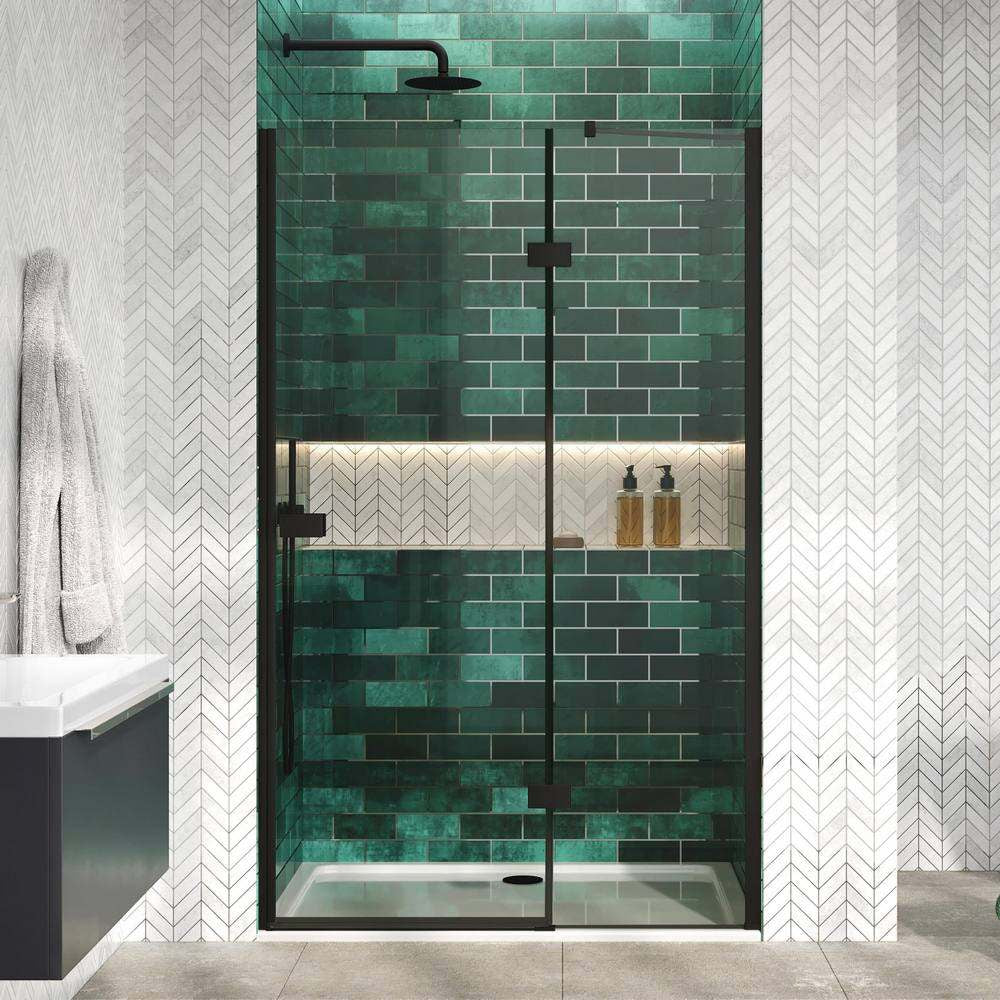 Scudo Dawn Athena Black Hinged Inline Shower Door