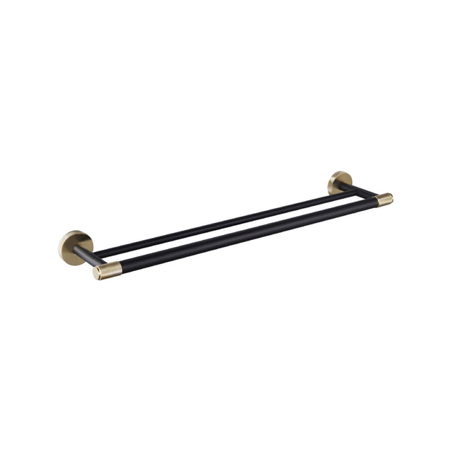 Eastbrook Catania 600mm Double Towel Rail in Matt Black and Brushed Brass