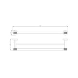 Eastbrook Catania 600mm Double Towel Rail in Matt Black and Brushed Brass dimensions