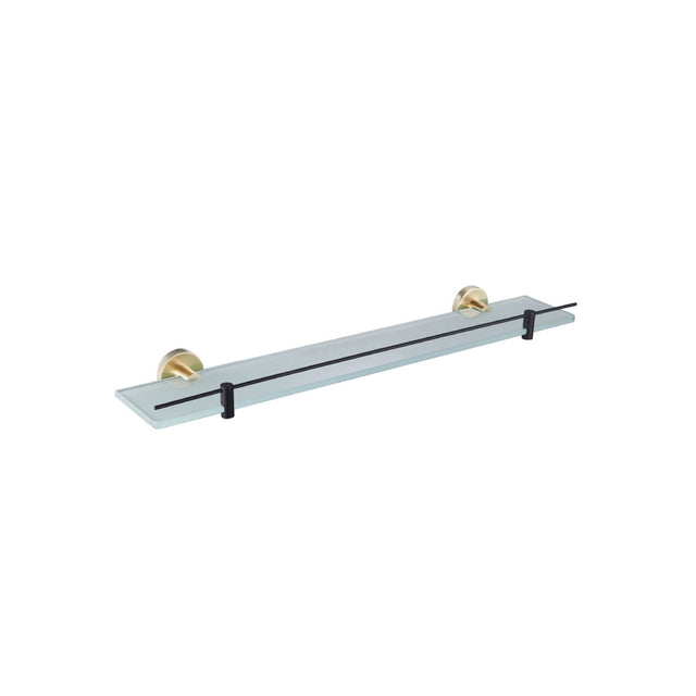 Eastbrook Catania 600mm Glass Shelf in Matt Black and Brused Brass