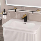 Eastbrook Catania 600mm Glass Shelf in Matt Black and Brused Brass lifestyle