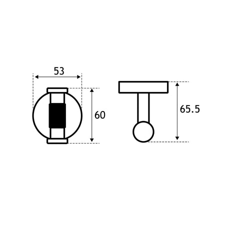 Eastbrook Catania Double Robe Hook in Black and Brass dimensions