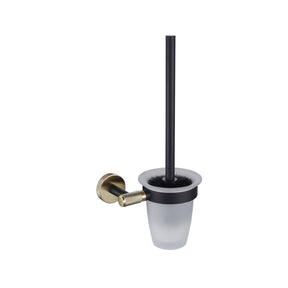 Eastbrook Catania Glass Toilet Brush Holder in Matt Black and Brused Brass