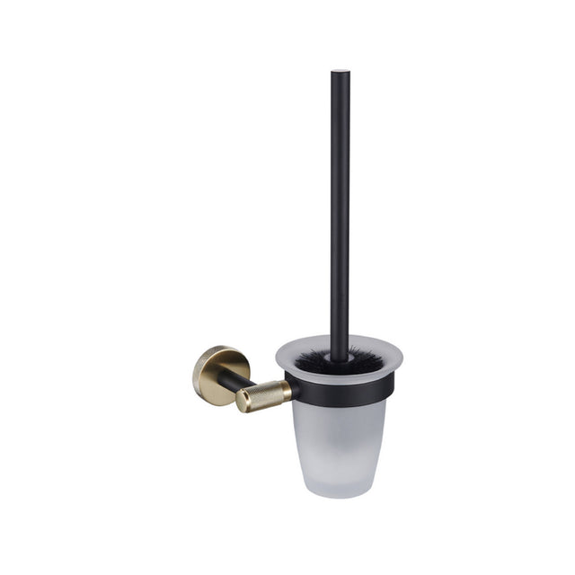 Eastbrook Catania Glass Toilet Brush Holder in Matt Black and Brused Brass