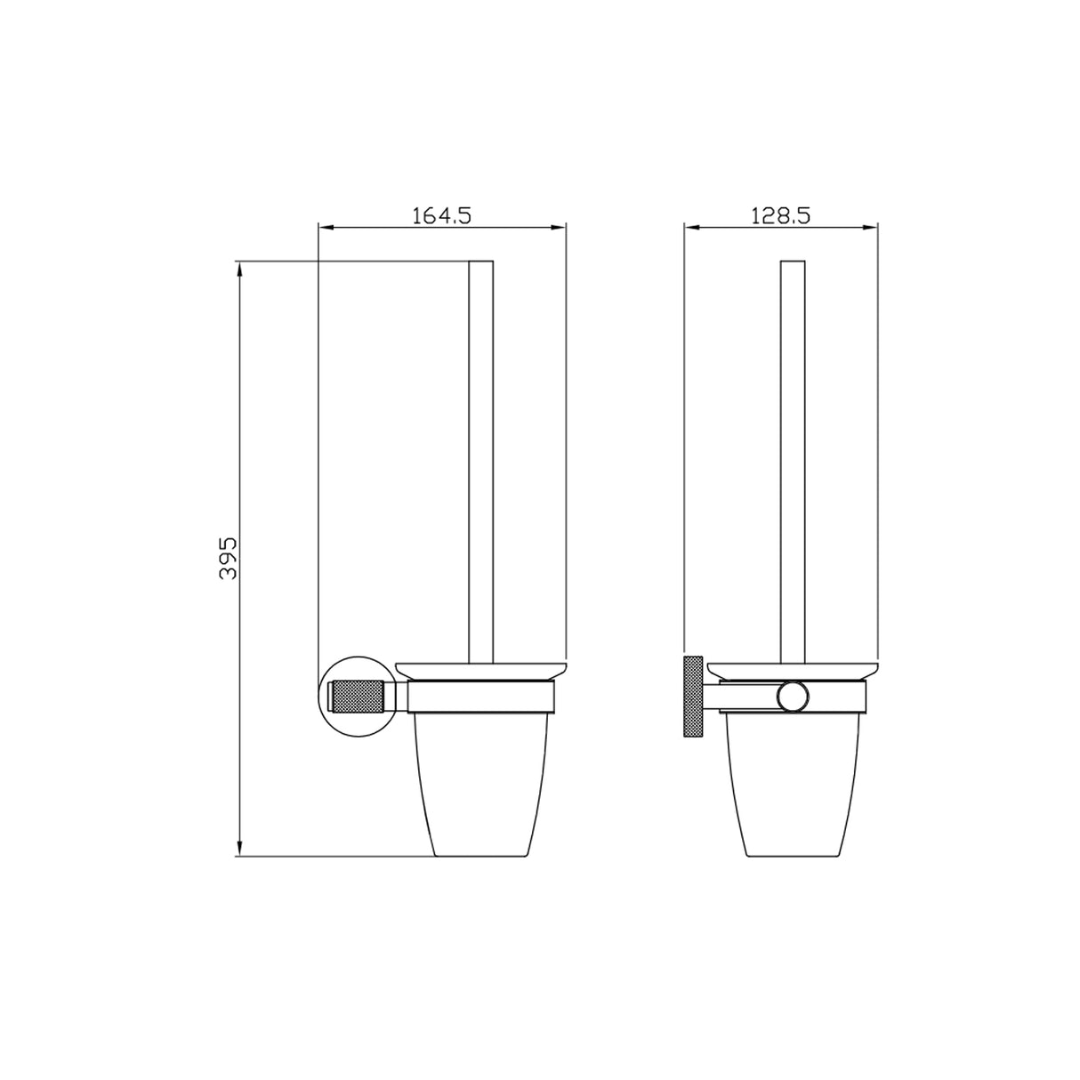 Eastbrook Catania Glass Toilet Brush Holder in Matt Black and Brused Brass dimensions