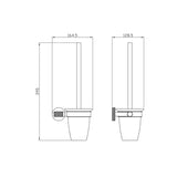 Eastbrook Catania Glass Toilet Brush Holder in Matt Black and Brused Brass dimensions