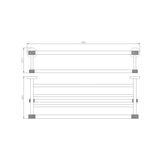 Eastbrook Catania Towel Rack with Bar in Matt Black and Brushed Brass dimensions