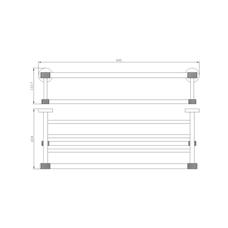 Eastbrook Catania Towel Rack with Bar in Matt Black and Brushed Brass dimensions