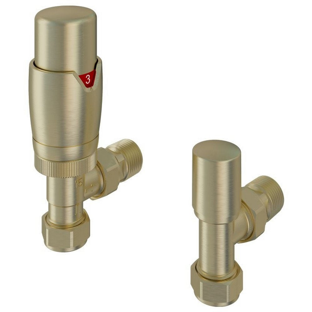 Eastbrook Darlington Brushed Brass Thermostatic Radiator Valves