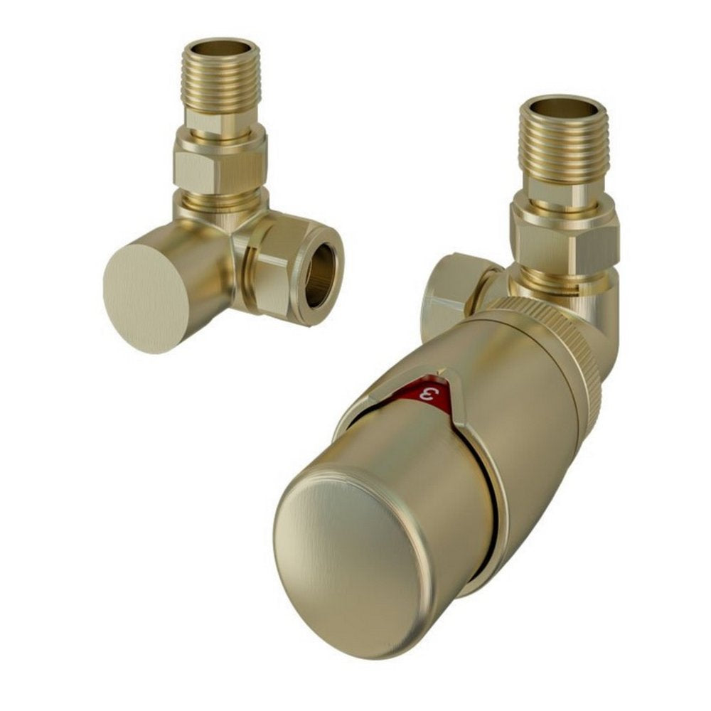 Eastbrook Darlington Brushed Brass Thermostatic Radiator Valves