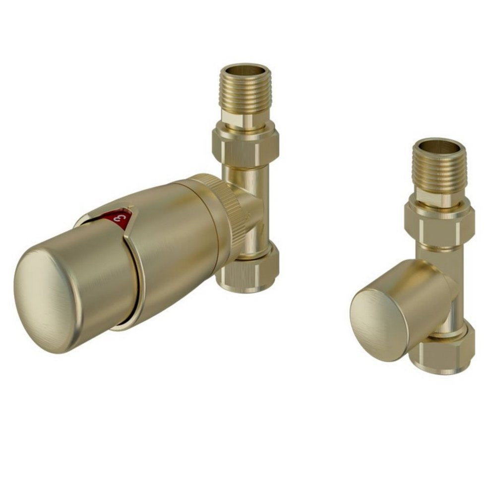 Eastbrook Darlington Brushed Brass Thermostatic Radiator Valves