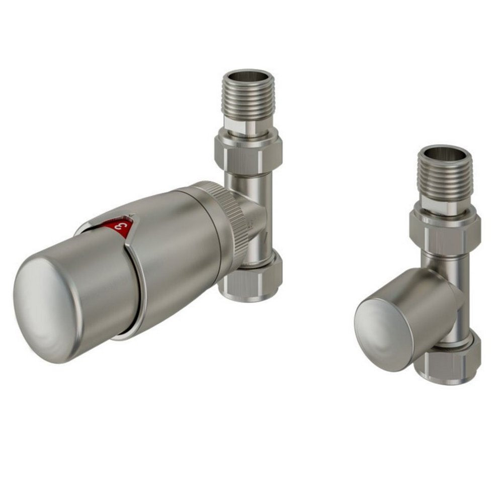Eastbrook Darlington Brushed Nickel Thermostatic Radiator Valves Straight