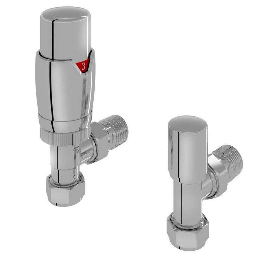 Eastbrook Darlington Chrome Thermostatic Radiator Valves Angled