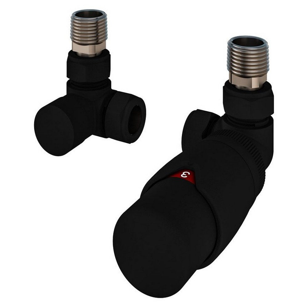 Eastbrook Darlington Matt Black Thermostatic Radiator Valves Corner