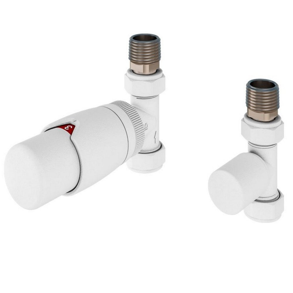 Eastbrook Darlington Matt White Thermostatic Radiator Valves Straight