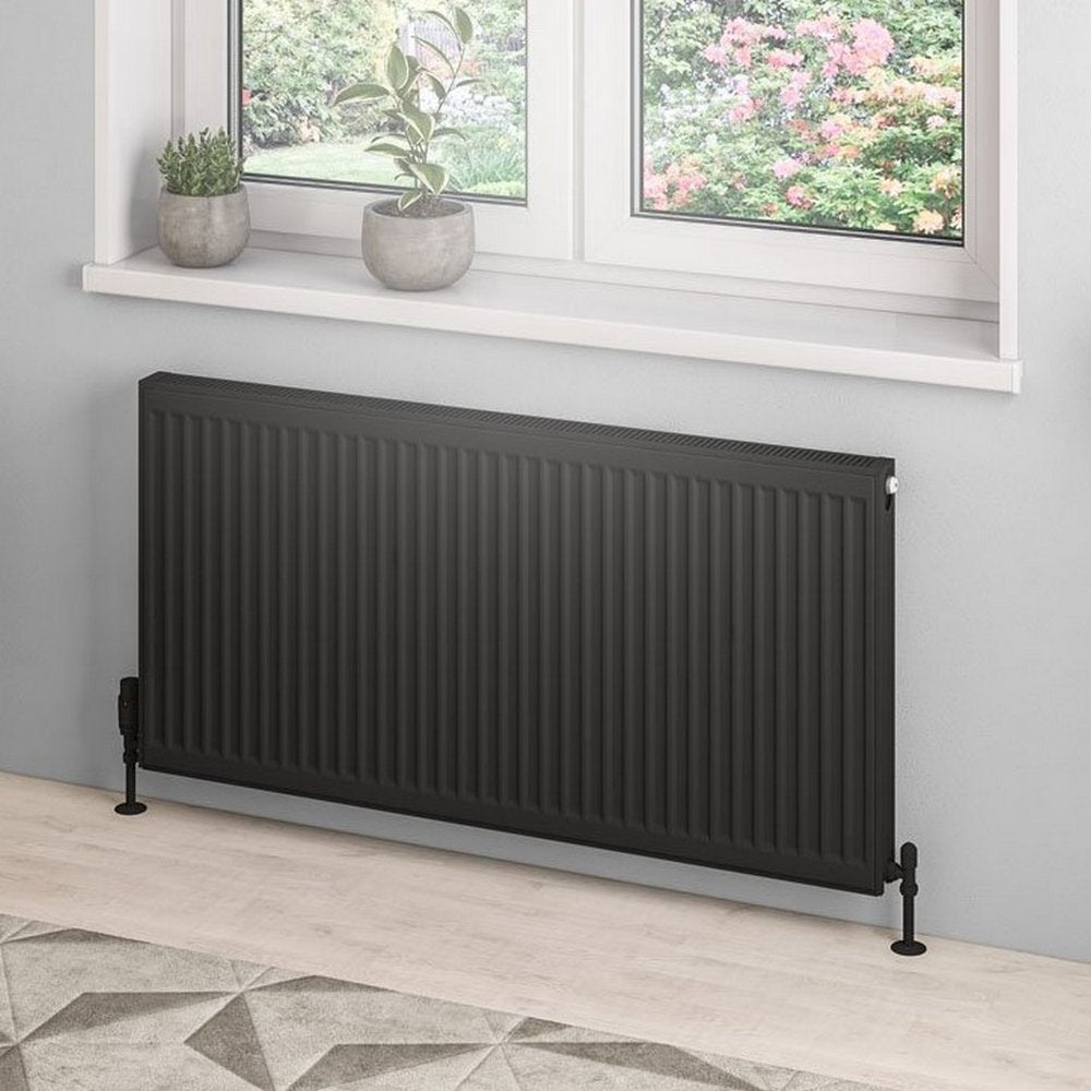 Eastbrook Type 21 600mm High Matt Black Compact Panel Radiator 1200mm