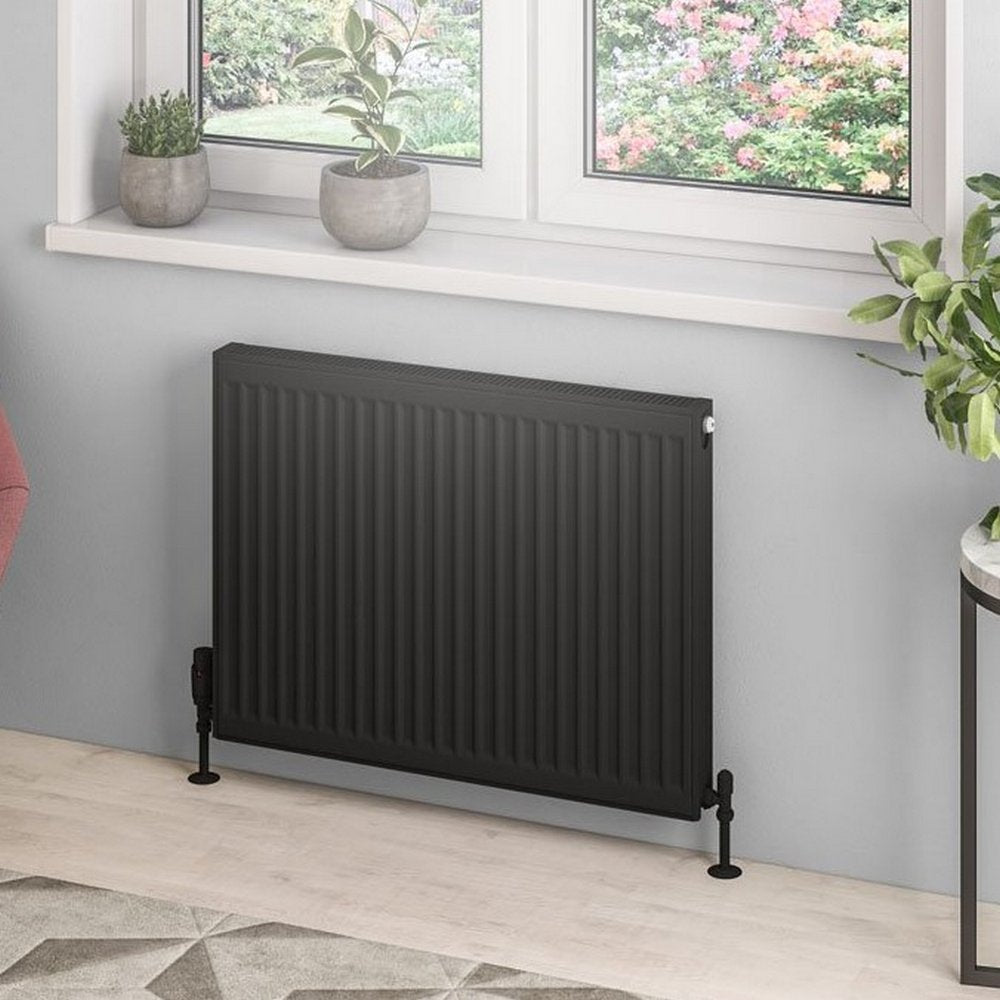 Eastbrook Type 21 600mm High Matt Black Compact Panel Radiator 800mm