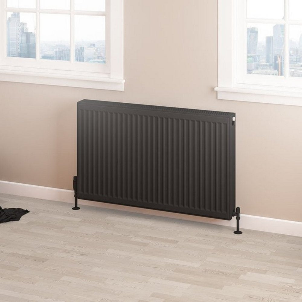 Eastbrook Type 22 600mm High Matt Black Compact Panel Radiator 1000mm