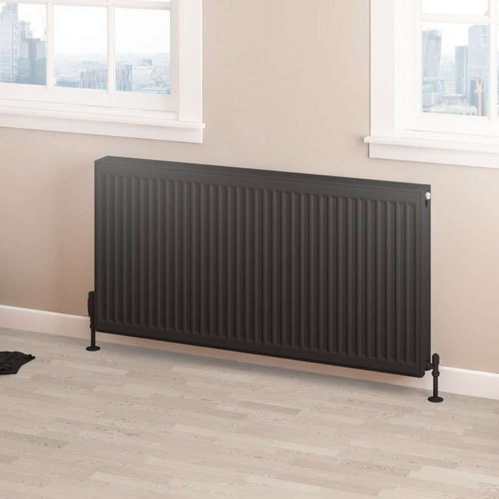 Eastbrook Type 22 600mm High Matt Black Compact Panel Radiator 1200mm