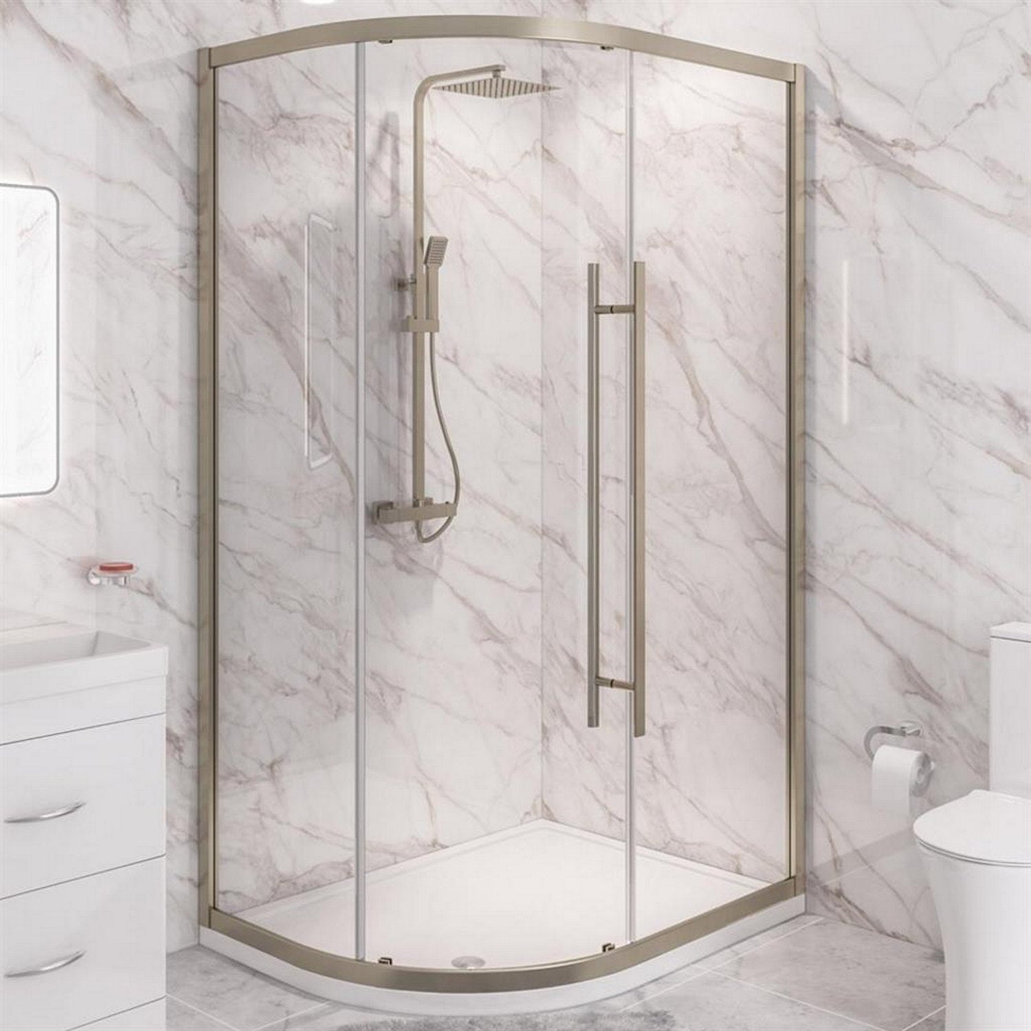 Eastbrook Vantage 2000 Brushed Brass Offset Quadrant Shower Enclosure
