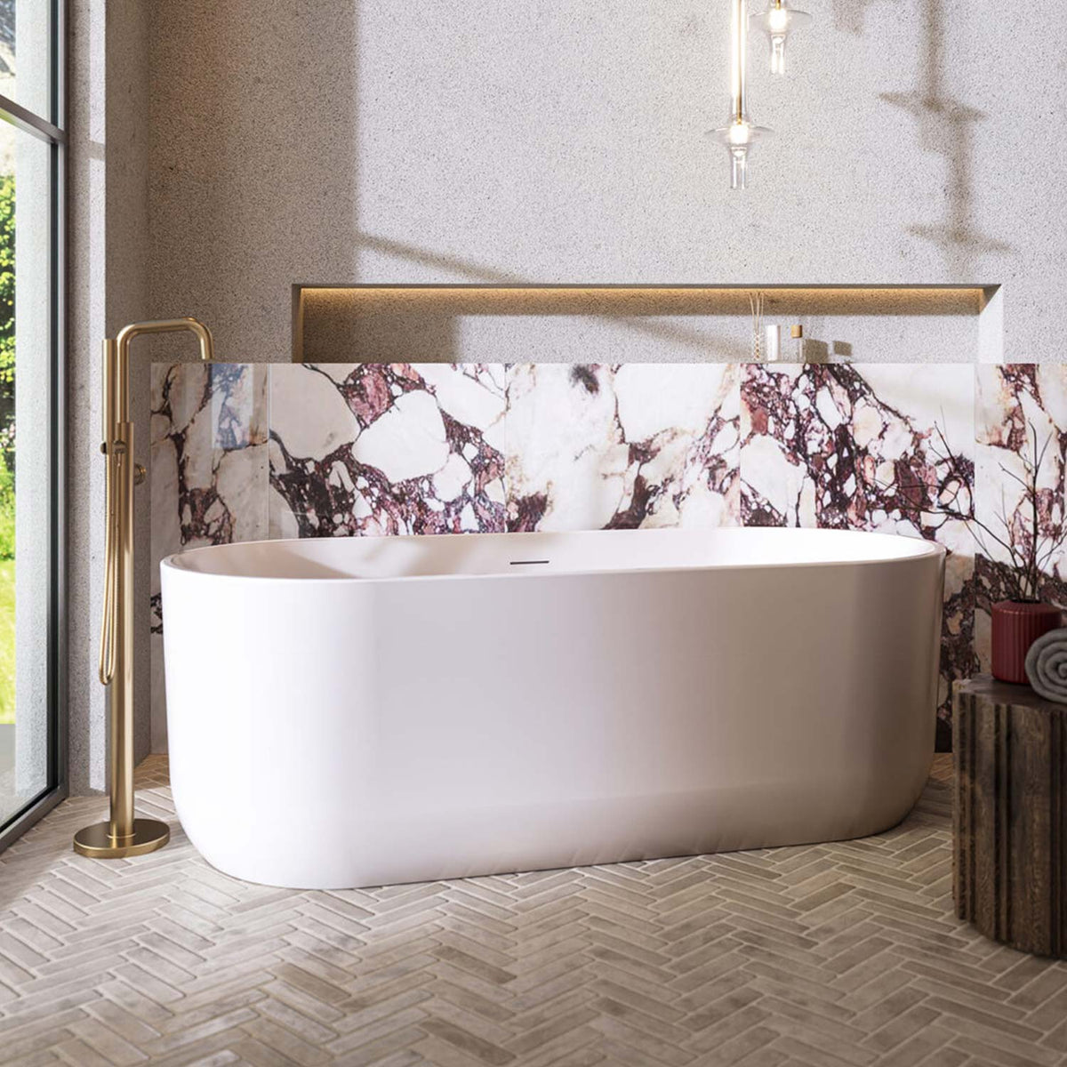 Eden 1700 x 750mm Oval Freestanding Bath in Gloss White