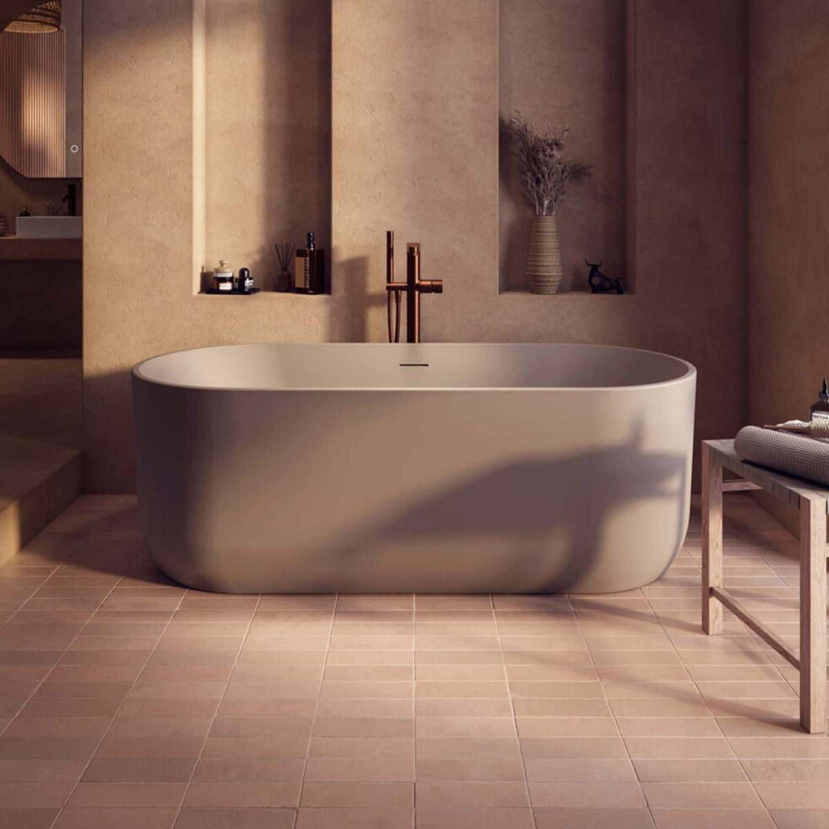 Eden 1700 x 750mm Oval Freestanding Bath in Matt Clay