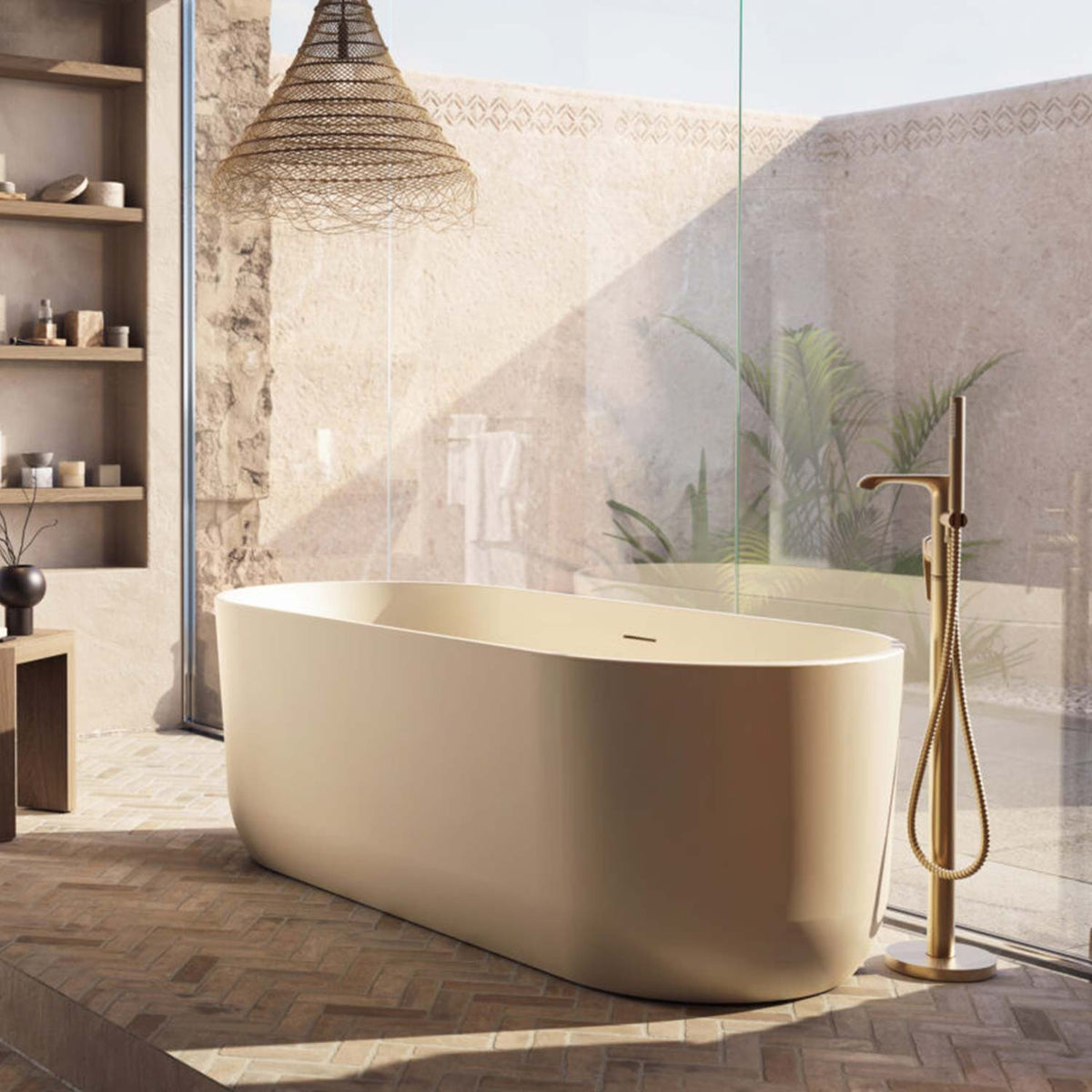 Eden 1700 x 750mm Oval Freestanding Bath in Matt Stone lifestlye