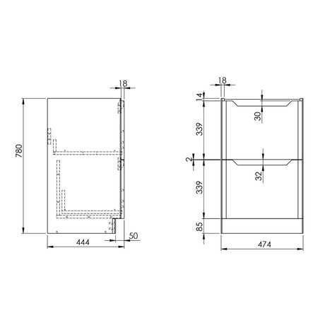 Ella 500mm Stone Floorstanding Vanity Unit with Basin dimensions