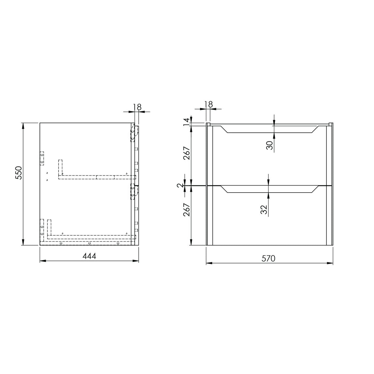 Ella 600mm Stone Wall Mounted Vanity Unit with Basin dimensions