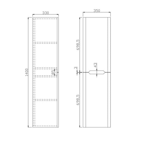 Ella Walnut Tall Boy Cabinet dimensions