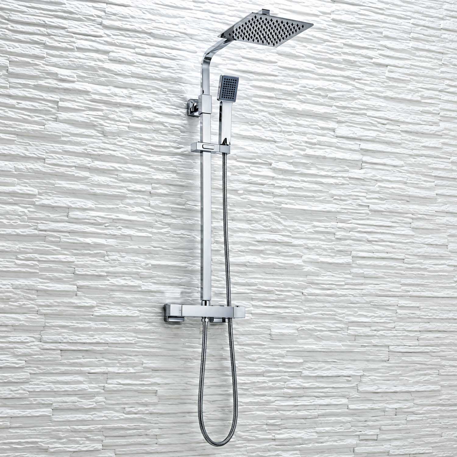 Elliot Chrome Square Rigid Riser Shower lifestyle