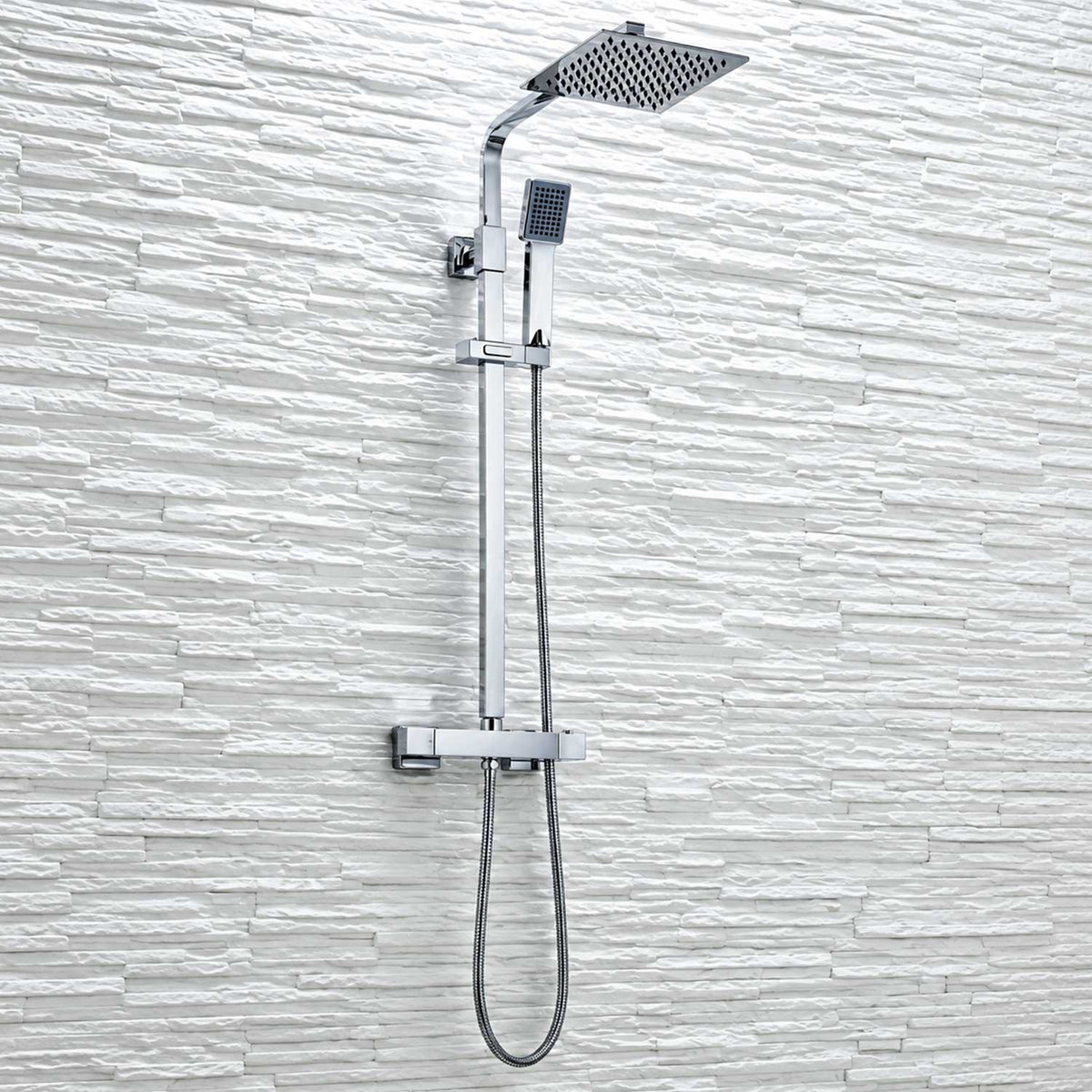 Elliot Chrome Square Rigid Riser Shower lifestyle