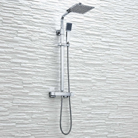 Elliot Chrome Square Rigid Riser Shower lifestyle