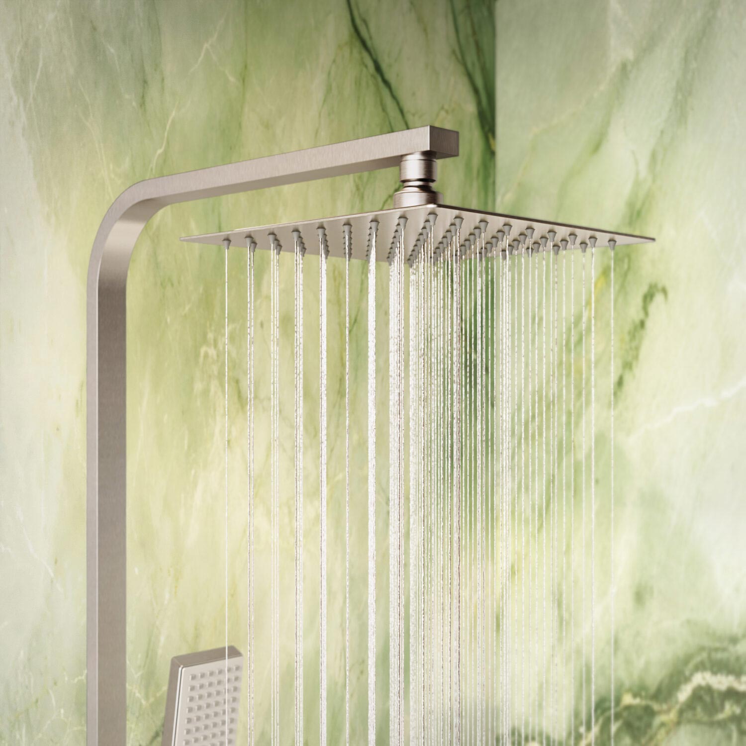 Elliot Square Rigid Riser Shower in Brushed Nickel 3