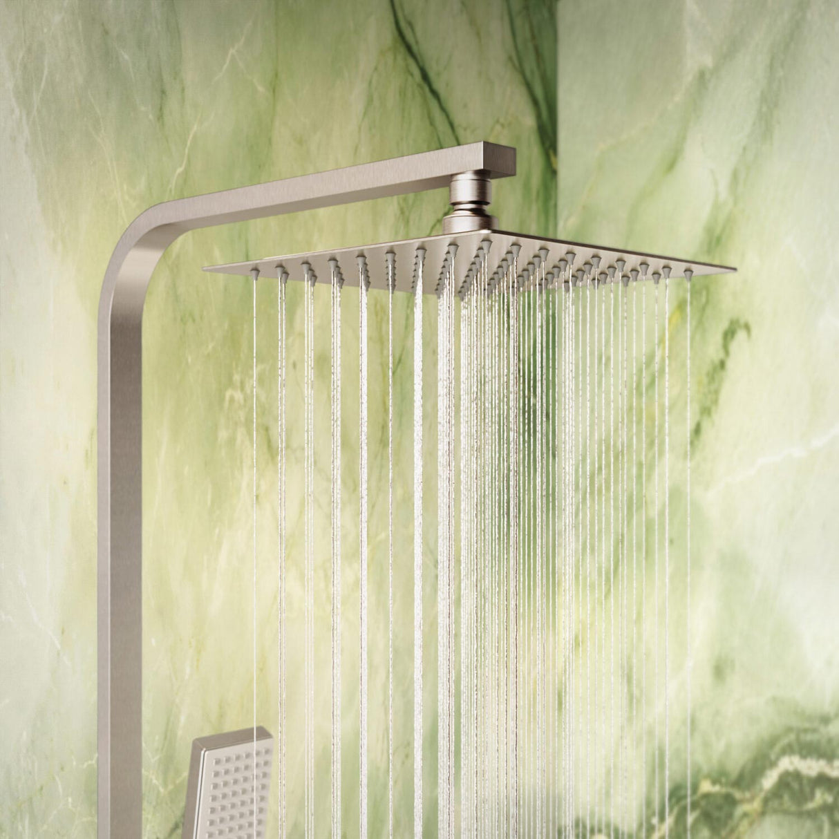 Elliot Square Rigid Riser Shower in Brushed Nickel 3