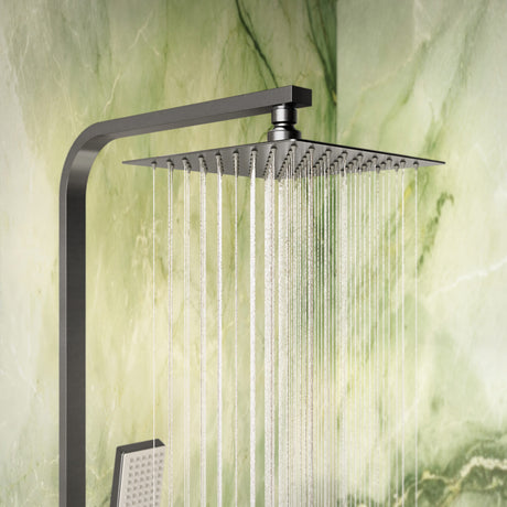 Elliot Square Rigid Riser Shower in Gunmetal
