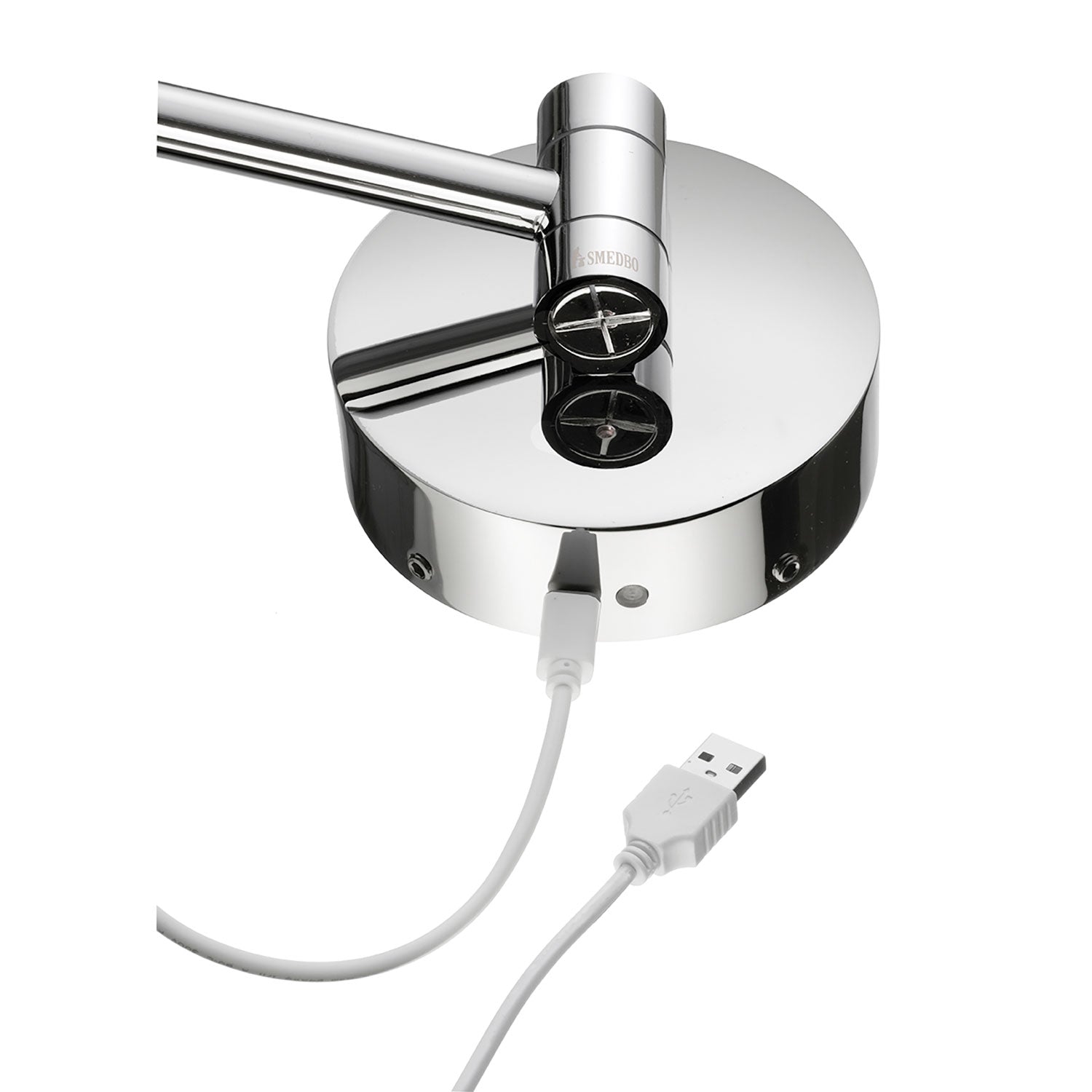 FK487EP2Smedbo Outline Wall Mounted Extendable LED Cosmetic Mirror In Polished Chrome charger