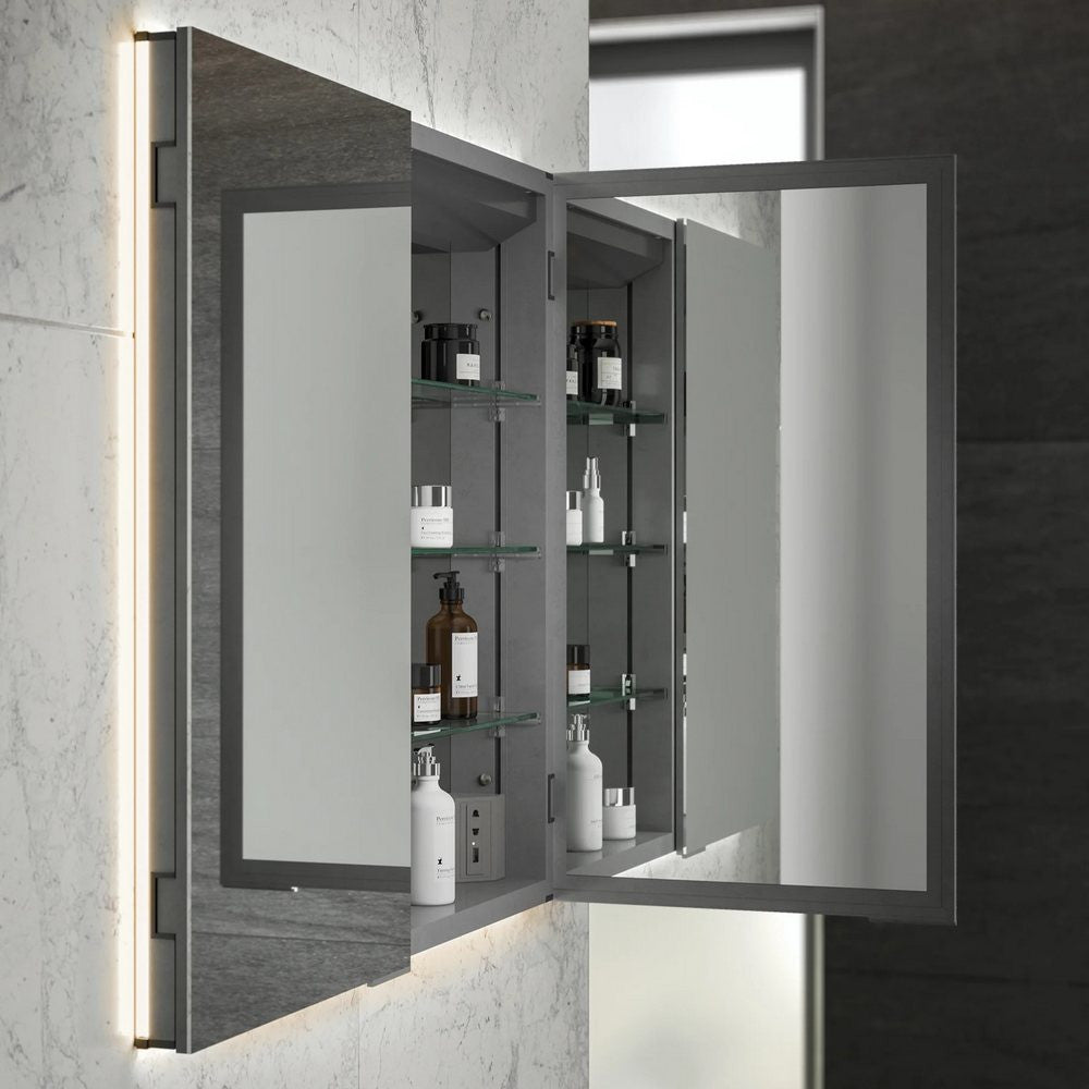 HiB Atrium 80 Semi Recessed LED Mirror Cabinet lifestyle 1