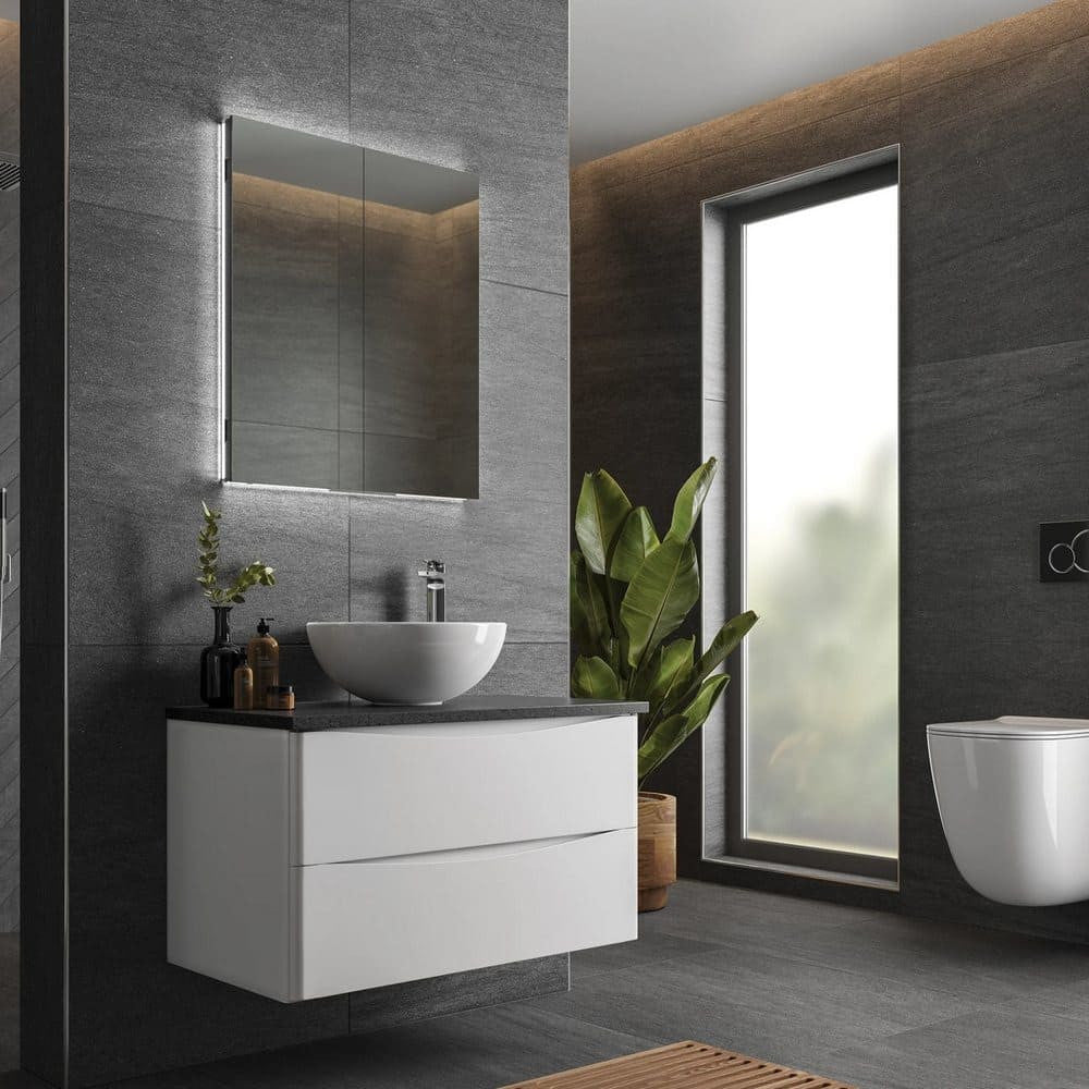 HiB Atrium 80 Semi Recessed LED Mirror Cabinet lifestyle 2