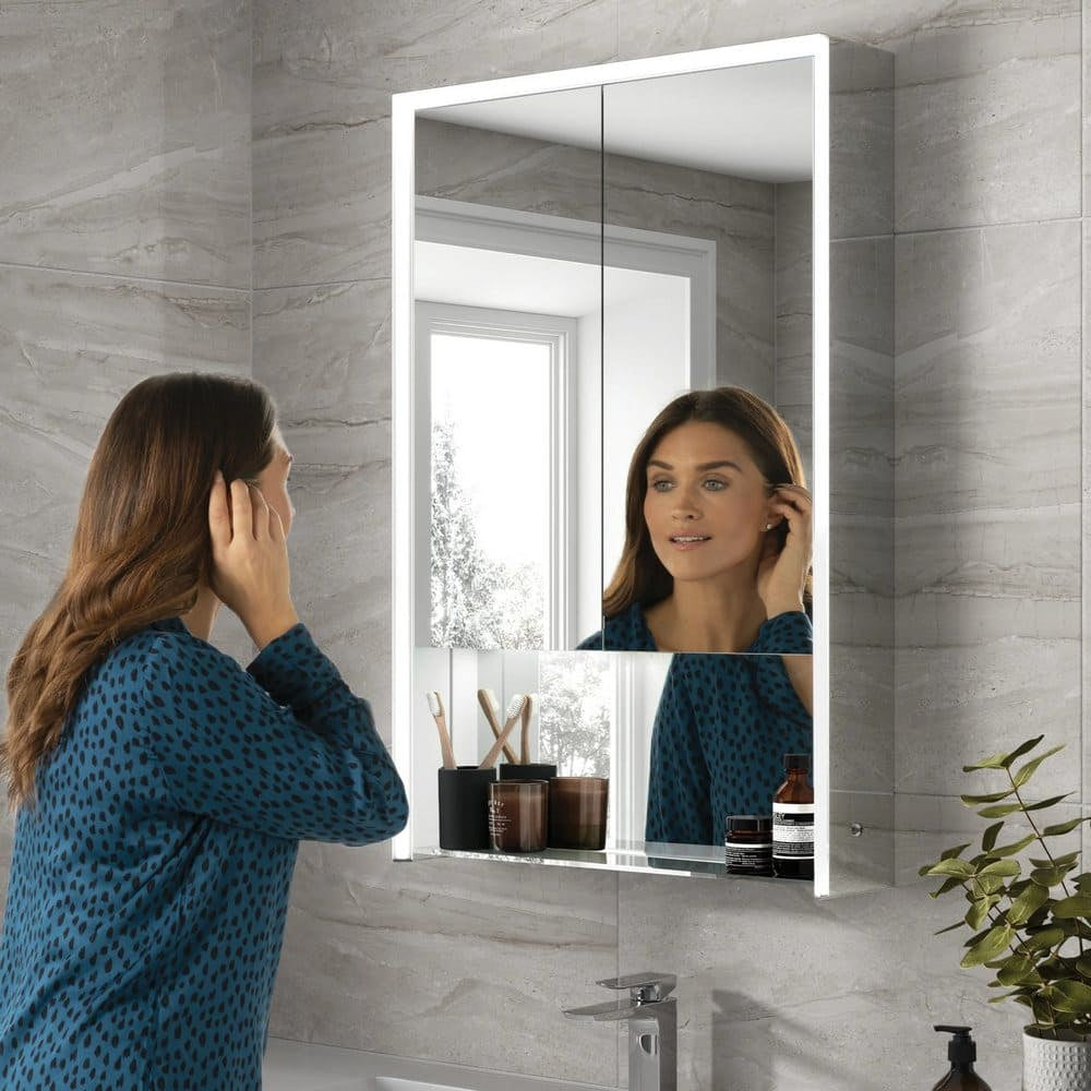 HiB Verve 60 Illuminated Bathroom Mirrored Cabinet Lifestyle Angle