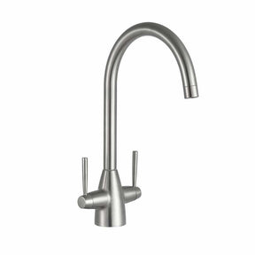 Kartell Dual Lever Kitchen Sink Mixer Tap in Brushed Steel