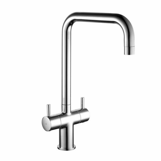 Kartell Dual Lever Round Kitchen Sink Mixer Tap in Chrome