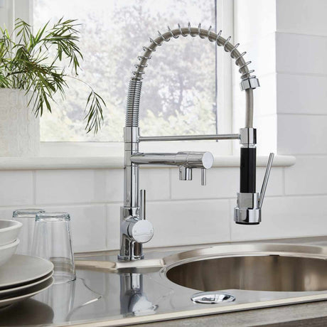 Kartell Dual Spout Kitchen Sink Mixer Tap in Chrome lifestlye